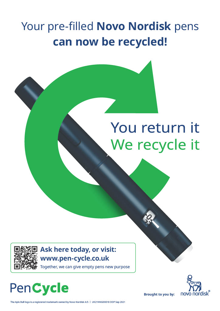 Your pre-filled Novo Nordisk pens can now be recycled.  Full text below