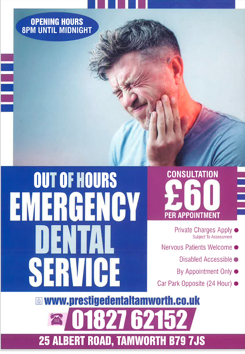 Out of hours emergency dental service.  Full text below