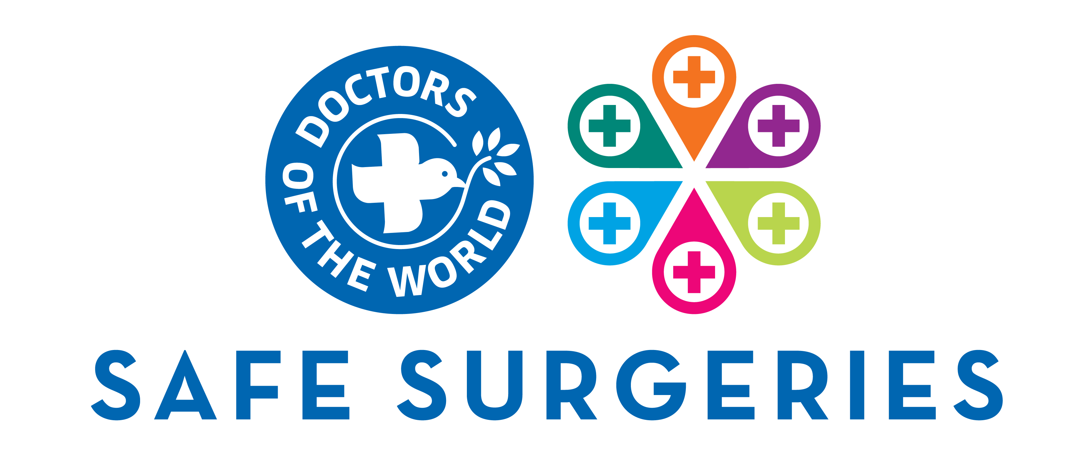 Doctors of the world and Safe surgeries logos.