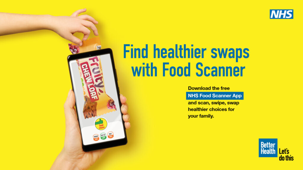 Find healthier swaps with food swapper.  Download the free NHS food scanner app